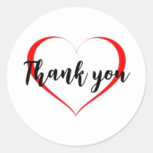 Thank you stickers with red heart