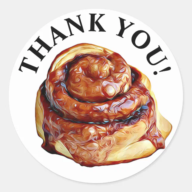 Thank You Sticky Bun Cinnamon Roll Stickers