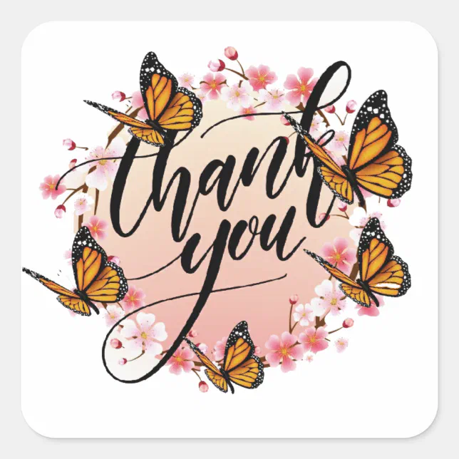 thank you stiker square sticker | Zazzle