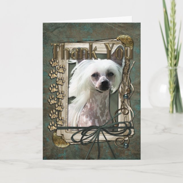 Thank You - Stone Paws - Chinese Crested - Kahlo Card (Front)