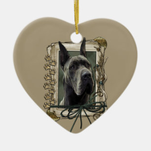 Thank You - Stone Paws - Great Dane - Grey Ceramic Ornament