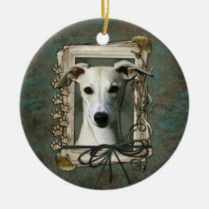 Thank You - Stone Paws - Whippet Ceramic Ornament