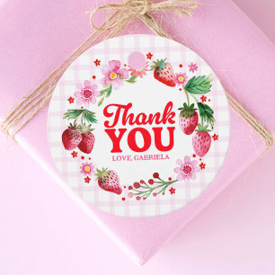 Thank You Strawberry 1st Birthday Favor Tags