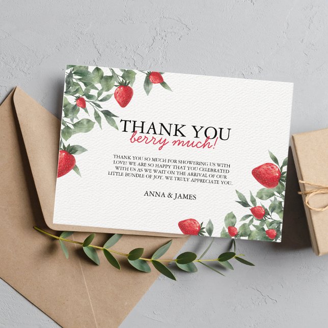 Thank you Strawberry Baby Shower Card (Creator Uploaded)