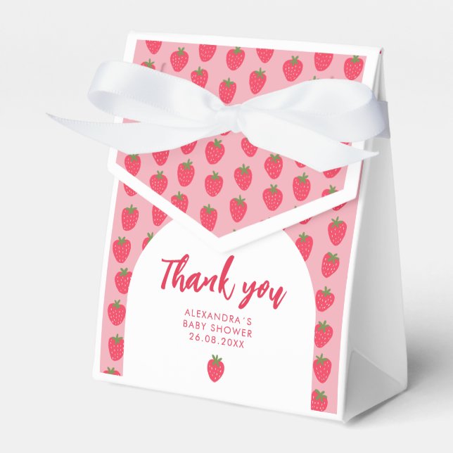 Thank you Strawberry Baby Shower Favor Box (Front Side)