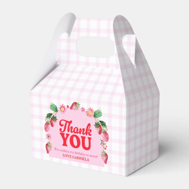 Thank You Strawberry Berry First Birthday  Favor Boxes (Front Side)