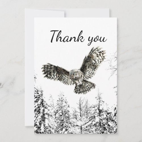 Thank You Striking Owl in Flight Bird Nature Art