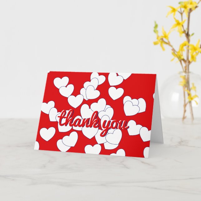'thank you' Striking Red Folded Greeting Card (Yellow Flower)