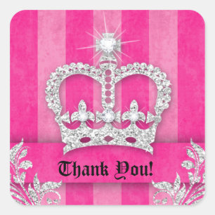 Thank You Stripes Sticker Jewelry Pink Crown