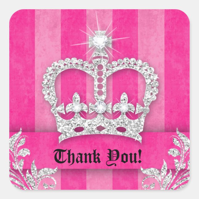 Thank You Stripes Sticker Jewelry Pink Crown (Front)