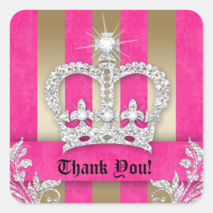 Thank You Stripes Sticker Jewelry Pink Crown Gold
