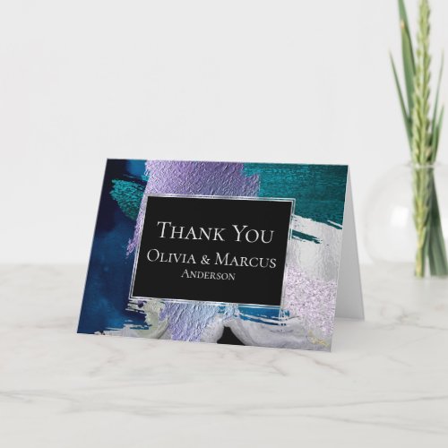 Thank You  Stunning Black Silver Teal Lilac Paint