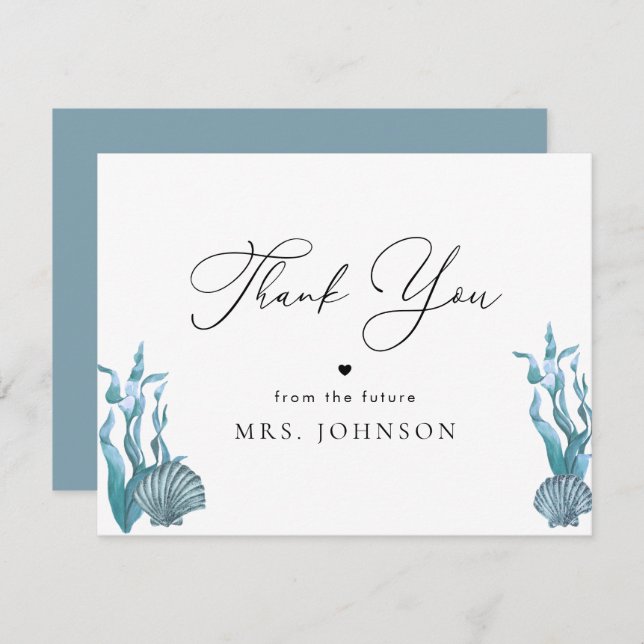 Thank You Stylish Nautical Shell Bridal Shower (Front/Back)