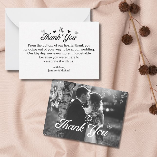 thank you stylish script photo wedding budget note card (Creator Uploaded)