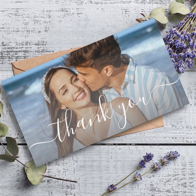 thank you stylish script wedding photo budget note card (Creator Uploaded)
