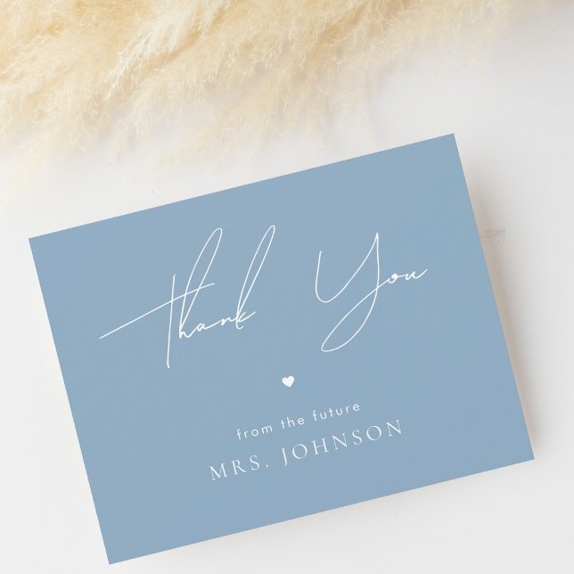 Thank You Stylish Something Blue Bridal Shower Card (Creator Uploaded)