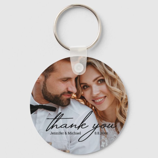 thank you,stylish wedding photo keychain (Front)