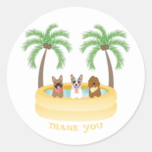 Thank You Summer Dogs Swimming Pool Classic Round Sticker