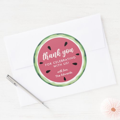  Thank You Summer Sweet Watermelon Baby Shower Classic Round Sticker