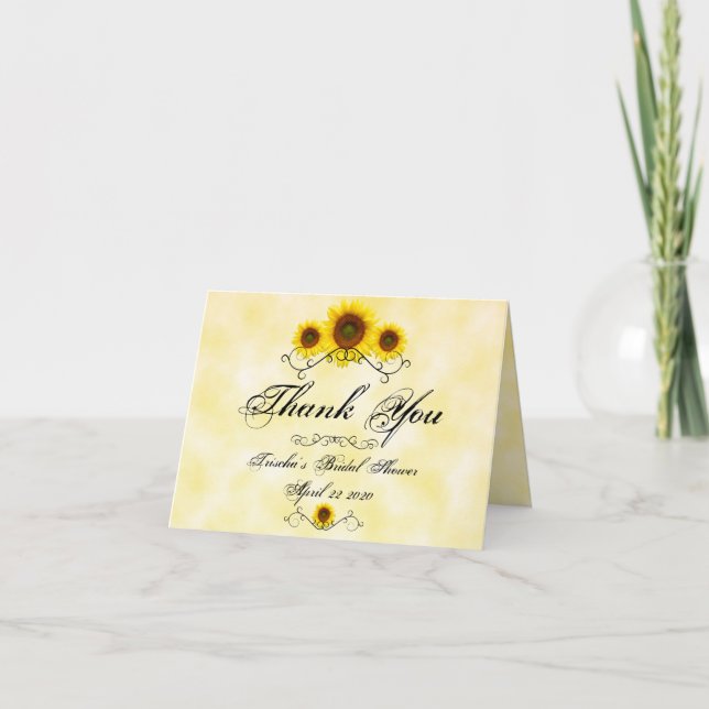 Thank you Sunflower Bridal Shower Card (Front)