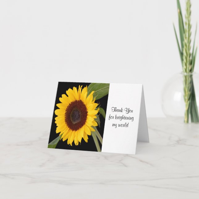 Thank You Sunflower Greeting Card - Thanks inside (Front)