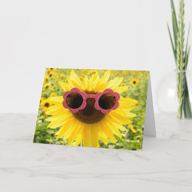 Thank You Sunflower with Pink Sunglasses  (Front)