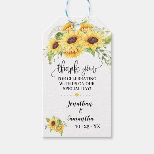 Thank you sunflowers bridal shower favor tag