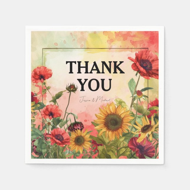 🌻Thank You Sunny Petals & Scarlet Blooms Napkins (Front)
