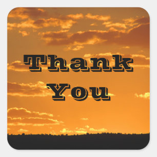 Thank You Sunset Photo Orange Evening Gratitude Square Sticker