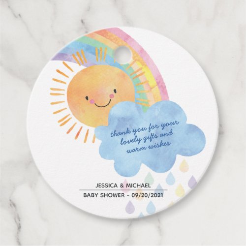 Thank you Sunshine Rainbow Baby Shower Favor Tags