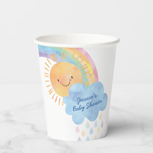 Thank You Sunshine Rainbow Baby Shower Paper Cups