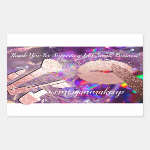 Thank You Support Business Makeup Lip Purple Insta Rectangular Sticker
