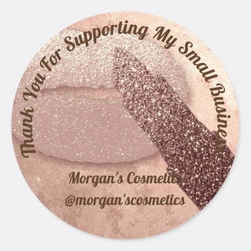 Thank You Support Small Business Makeup Kiss Lips Classic Round Sticker