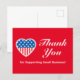 Thank You Support Small Business Patriotic Postcard