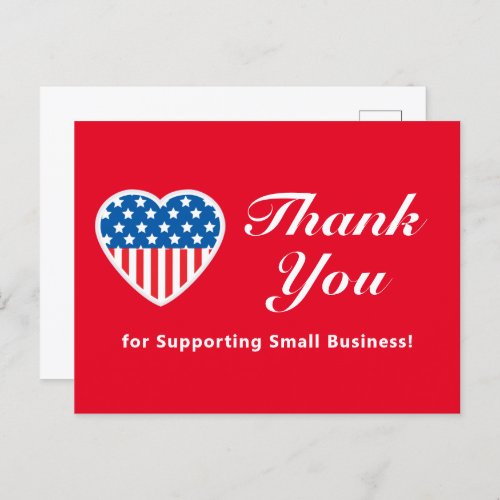 Thank You Support Small Business Patriotic  Postcard