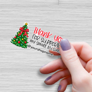 Thank You Supporting Small Business CHRISTMAS TREE Sticker