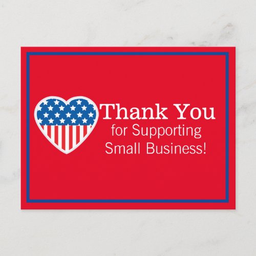 Thank You Supporting Small Business Patriotic Postcard