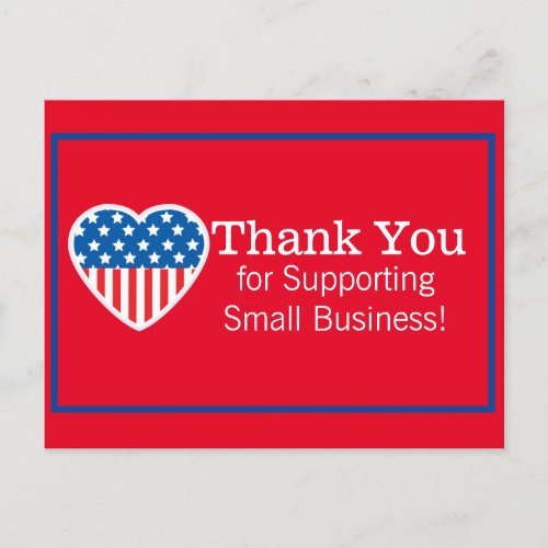 Thank You Supporting Small Business Patriotic  Postcard