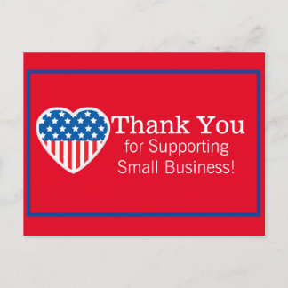 Thank You Supporting Small Business Patriotic Postcard