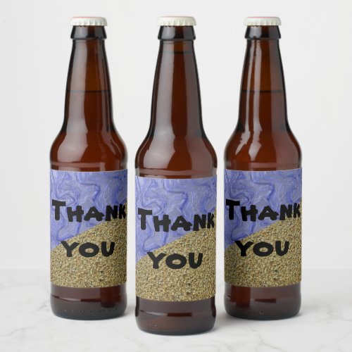 Thank You Surf and Sand Beach Theme Appreciation Beer Bottle Label