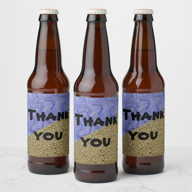 Thank You Surf and Sand Beach Theme Appreciation Beer Bottle Label (Bottles)