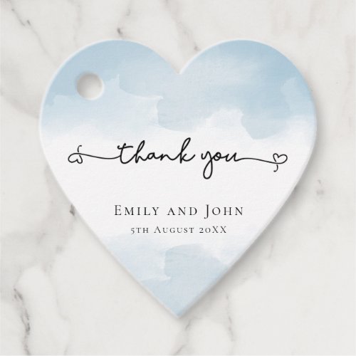 Thank you Swash Names Light blue wedding Favor Tags