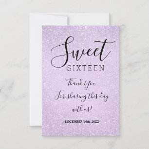 Thank You Sweet 16 Birthday Lavender Glitter Paint Card