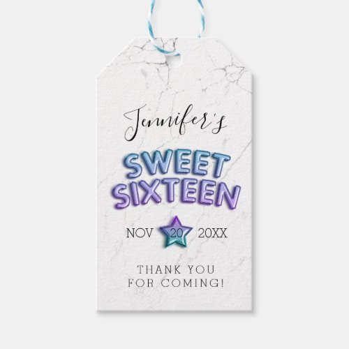 Thank You Sweet 16 Mermaid Birthday Balloons Gift Tags