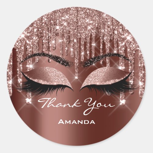 Thank You Sweet 16th Bridal Rose Brown Eyes Classic Round Sticker