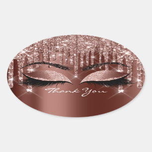 Thank You Sweet 16th Bridal Rose Skinny Eyes Oval Sticker