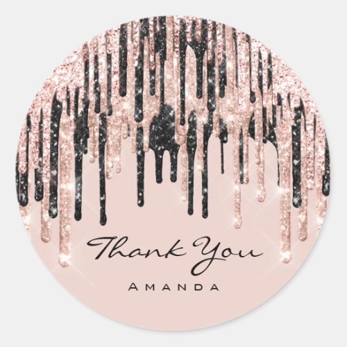 Thank You Sweet 16th Bridal Shower Rose Glitter Classic Round Sticker