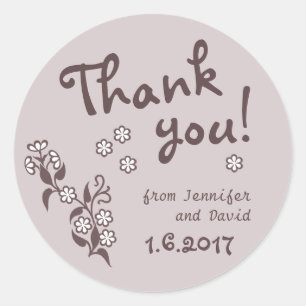 Thank you Sweet floral wedding or party CC0663 Classic Round Sticker