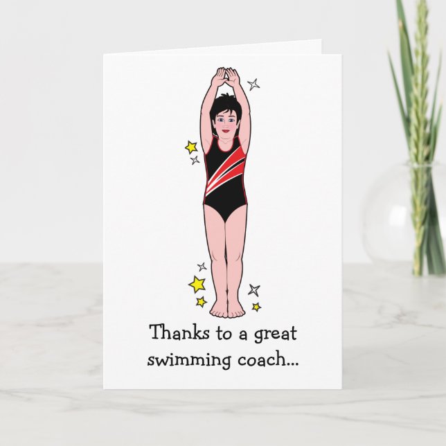 Thank You: Swimming Coach Letterpress Thank You Card (Front)