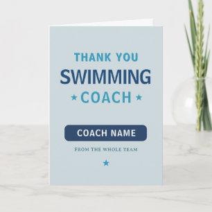 Thank You Swimming Coach Personalized Team Card